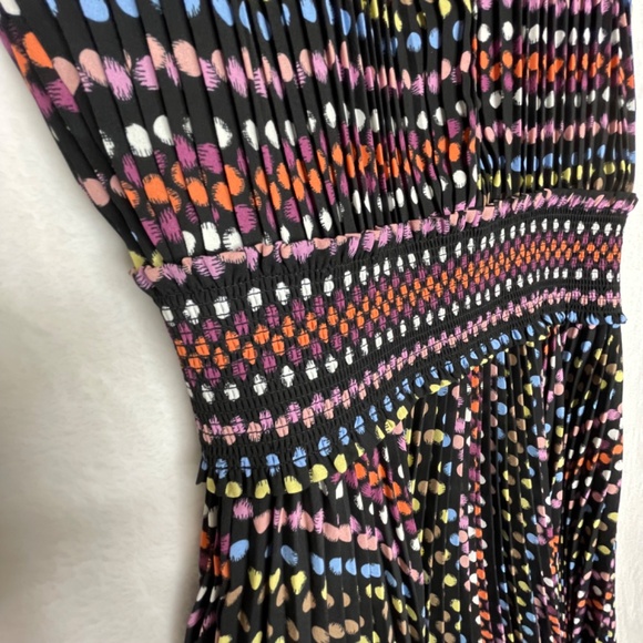 Nanette Lepore Multicolor Polka Dot Smocked High Neck Dress Size 10 - Picture 7 of 11